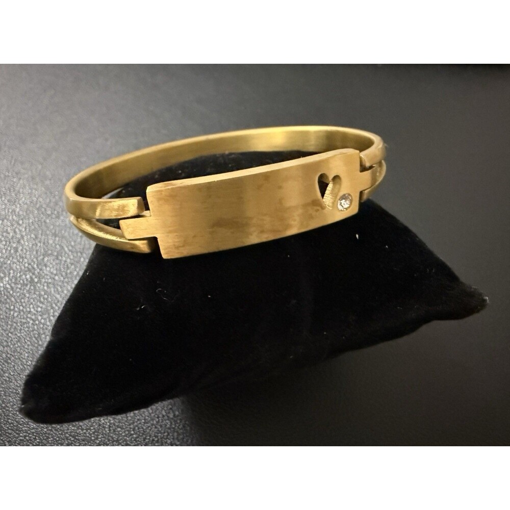 JK by Thirty-One Heart and Soul Crystal Gold Tone Bracelet Heart Bangle Hinged